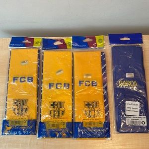 Official Barca Team Socks Bundle - 3 Yellow Size 2 and 1 Blue Junior Size 0
